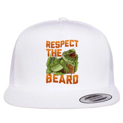 Respect The Beard Tee Funny Bearded Dragon Flat Bill Trucker Hat