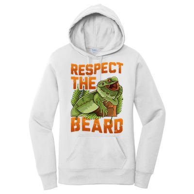 Respect The Beard Tee Funny Bearded Dragon Women's Pullover Hoodie