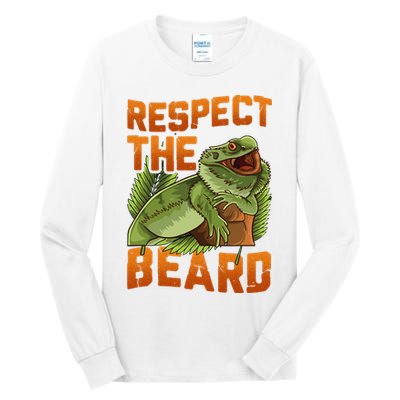 Respect The Beard Tee Funny Bearded Dragon Tall Long Sleeve T-Shirt