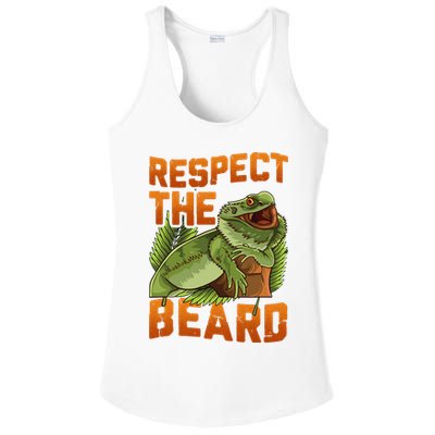 Respect The Beard Tee Funny Bearded Dragon Ladies PosiCharge Competitor Racerback Tank