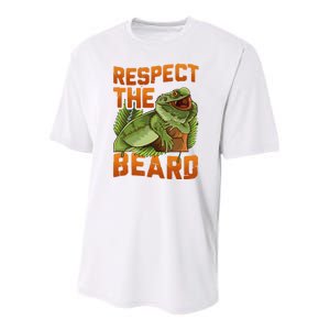 Respect The Beard Tee Funny Bearded Dragon Youth Performance Sprint T-Shirt