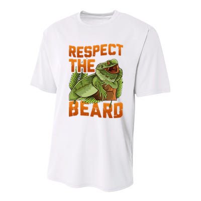 Respect The Beard Tee Funny Bearded Dragon Youth Performance Sprint T-Shirt