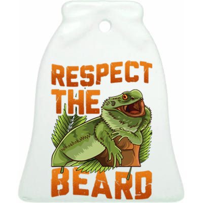 Respect The Beard Tee Funny Bearded Dragon Ceramic Bell Ornament