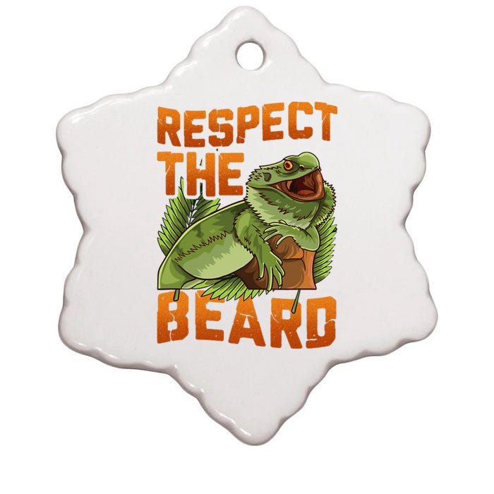 Respect The Beard Tee Funny Bearded Dragon Ceramic Star Ornament