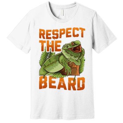 Respect The Beard Tee Funny Bearded Dragon Premium T-Shirt