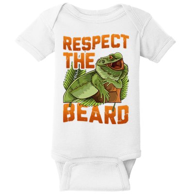 Respect The Beard Tee Funny Bearded Dragon Baby Bodysuit