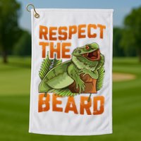 Respect The Beard Tee Funny Bearded Dragon Golf Towel