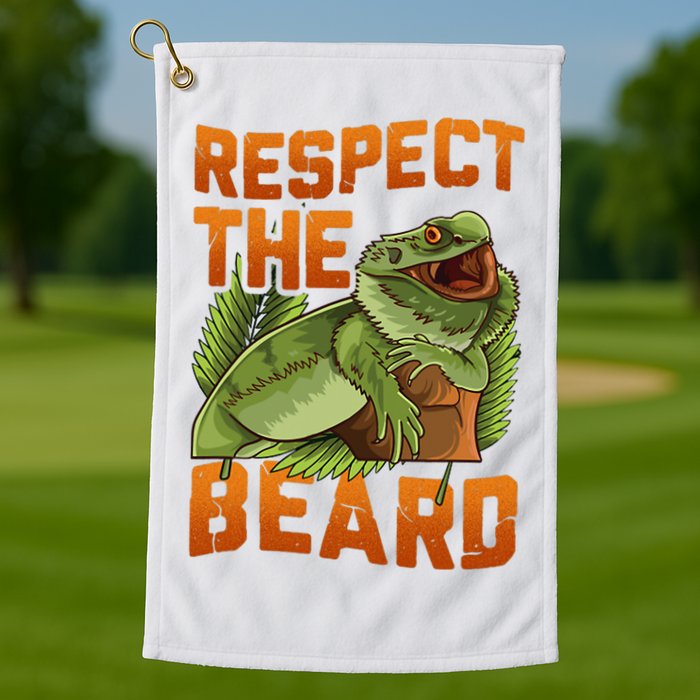 Respect The Beard Tee Funny Bearded Dragon Golf Towel