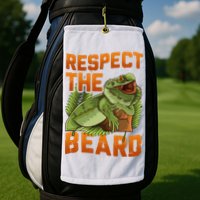 Respect The Beard Tee Funny Bearded Dragon Golf Towel