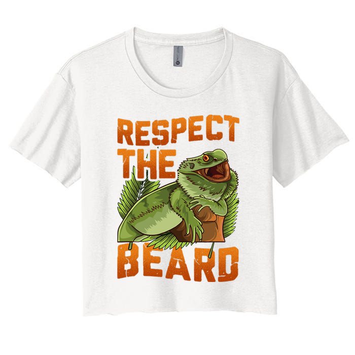 Respect The Beard Tee Funny Bearded Dragon Crop Top