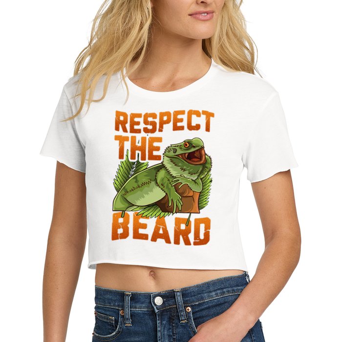 Respect The Beard Tee Funny Bearded Dragon Crop Top