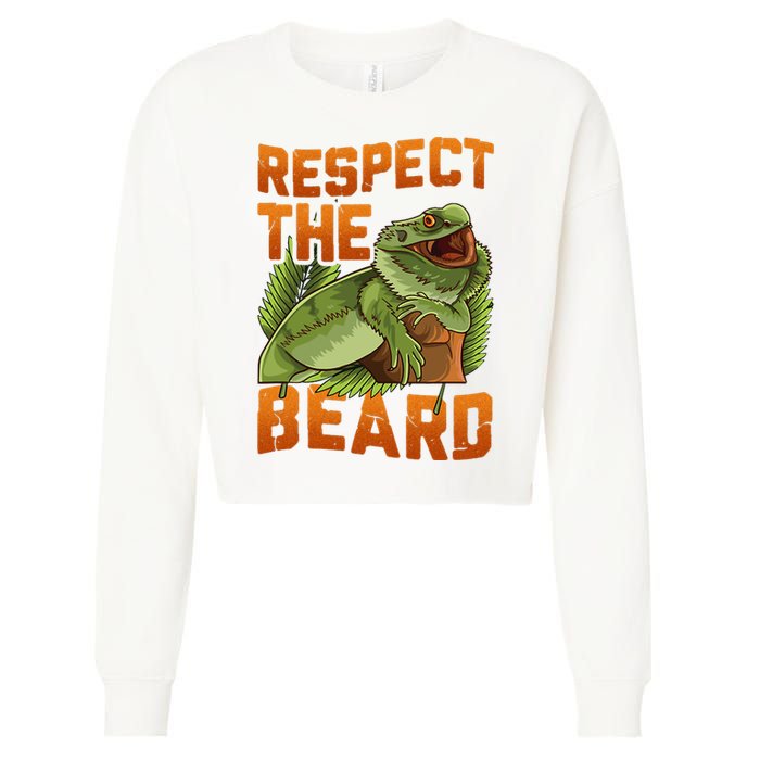 Respect The Beard Tee Funny Bearded Dragon Cropped Pullover Crew