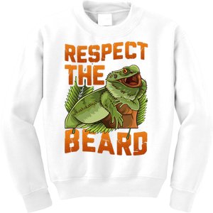 Respect The Beard Tee Funny Bearded Dragon Kids Sweatshirt