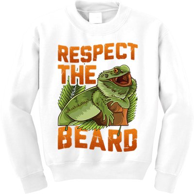 Respect The Beard Tee Funny Bearded Dragon Kids Sweatshirt