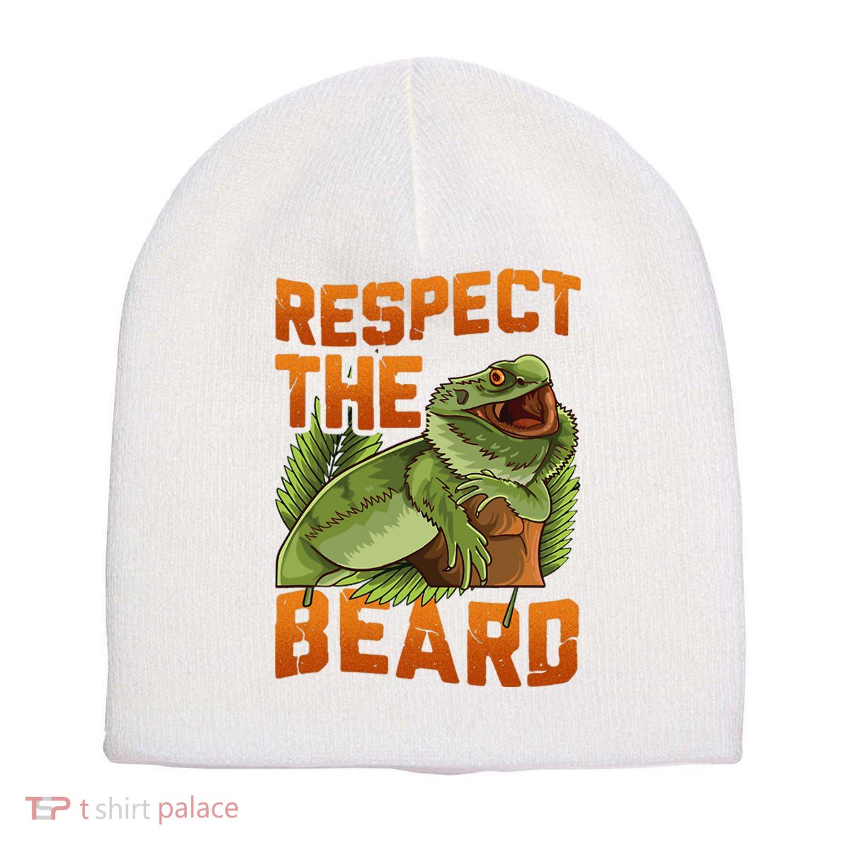 Respect The Beard Tee Funny Bearded Dragon Short Acrylic Beanie