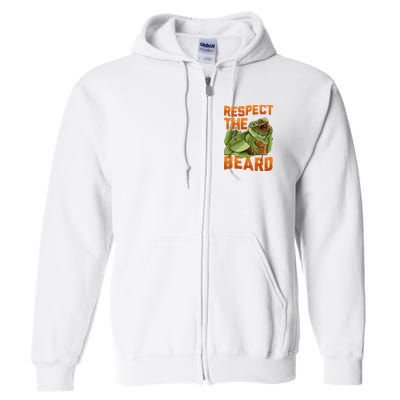 Respect The Beard Tee Funny Bearded Dragon Full Zip Hoodie