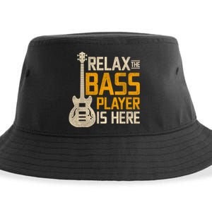 Relax The Bass Player Is Here Bass Guitar Gift Sustainable Bucket Hat