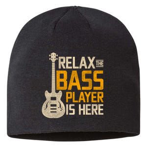 Relax The Bass Player Is Here Bass Guitar Gift Sustainable Beanie