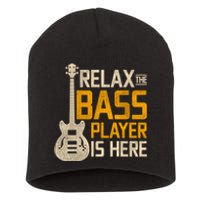 Relax The Bass Player Is Here Bass Guitar Gift Short Acrylic Beanie