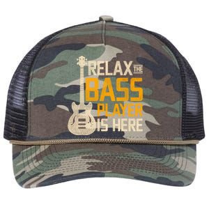 Relax The Bass Player Is Here Bass Guitar Gift Retro Rope Trucker Hat Cap