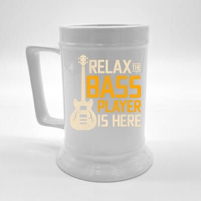 Relax The Bass Player Is Here Bass Guitar Gift Beer Stein