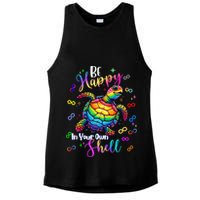 Rainbow Turtle Be Happy In Your Own Shell Autism Awareness Ladies PosiCharge Tri-Blend Wicking Tank