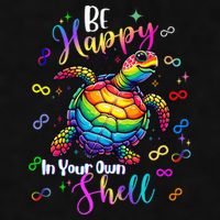 Rainbow Turtle Be Happy In Your Own Shell Autism Awareness Ladies PosiCharge Tri-Blend Wicking Tank