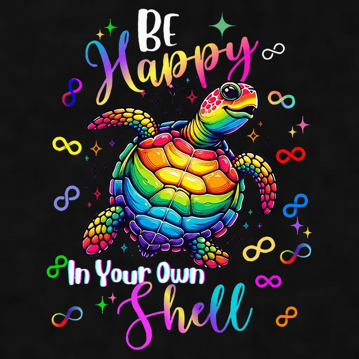 Rainbow Turtle Be Happy In Your Own Shell Autism Awareness Ladies PosiCharge Tri-Blend Wicking Tank