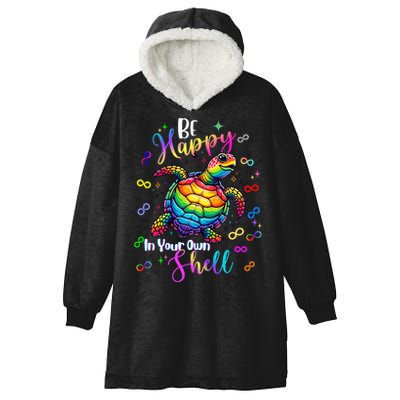 Rainbow Turtle Be Happy In Your Own Shell Autism Awareness Hooded Wearable Blanket