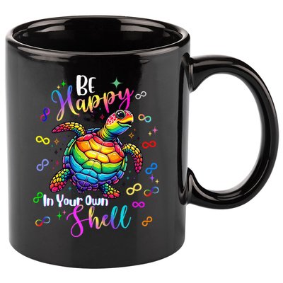 Rainbow Turtle Be Happy In Your Own Shell Autism Awareness 11oz C Handle Ceramic Mug