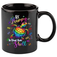 Rainbow Turtle Be Happy In Your Own Shell Autism Awareness 11oz C Handle Ceramic Mug