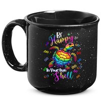 Rainbow Turtle Be Happy In Your Own Shell Autism Awareness 15oz Campfire Ceramic Mug