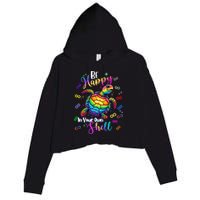 Rainbow Turtle Be Happy In Your Own Shell Autism Awareness Crop Fleece Hoodie