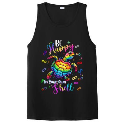 Rainbow Turtle Be Happy In Your Own Shell Autism Awareness PosiCharge Competitor Tank