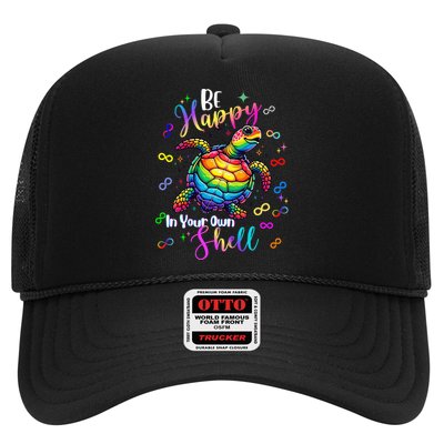 Rainbow Turtle Be Happy In Your Own Shell Autism Awareness Trucker Hat