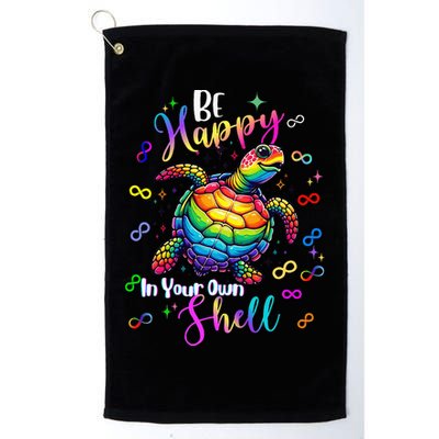 Rainbow Turtle Be Happy In Your Own Shell Autism Awareness Golf Towel