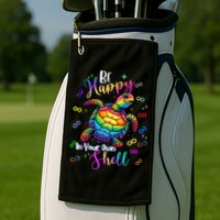 Rainbow Turtle Be Happy In Your Own Shell Autism Awareness Golf Towel