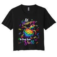 Rainbow Turtle Be Happy In Your Own Shell Autism Awareness Crop Top