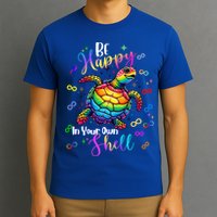 Rainbow Turtle Be Happy In Your Own Shell Autism Awareness T-Shirt