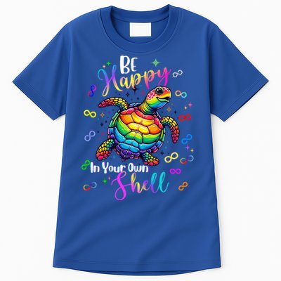 Rainbow Turtle Be Happy In Your Own Shell Autism Awareness Tall T-Shirt