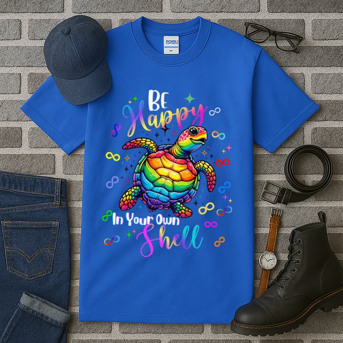 Rainbow Turtle Be Happy In Your Own Shell Autism Awareness Tall T-Shirt