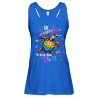 Rainbow Turtle Be Happy In Your Own Shell Autism Awareness Ladies Essential Flowy Tank