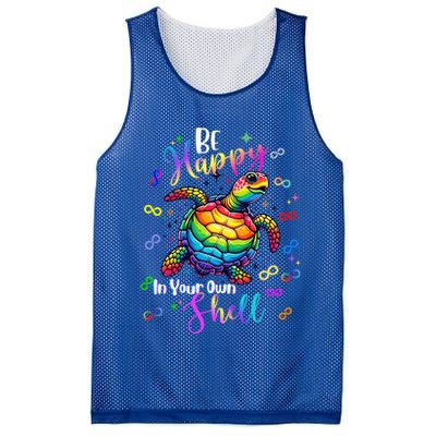 Rainbow Turtle Be Happy In Your Own Shell Autism Awareness Mesh Reversible Basketball Jersey Tank