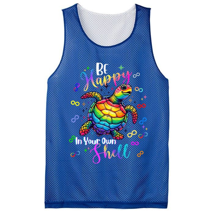 Rainbow Turtle Be Happy In Your Own Shell Autism Awareness Mesh Reversible Basketball Jersey Tank