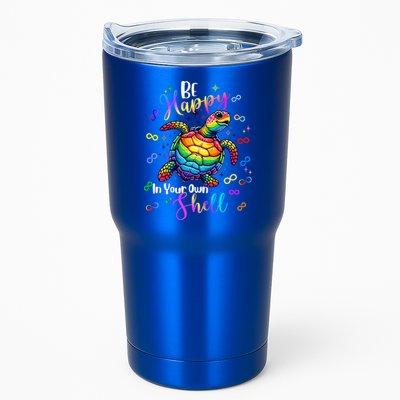 Rainbow Turtle Be Happy In Your Own Shell Autism Awareness Tumbler