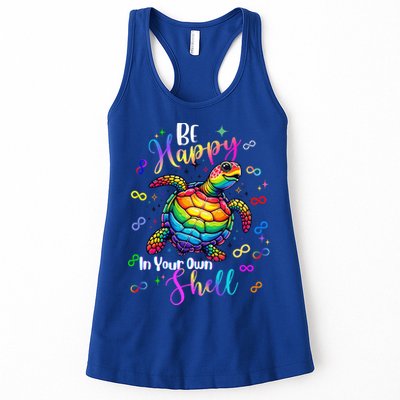 Rainbow Turtle Be Happy In Your Own Shell Autism Awareness Womens Tank Top