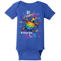 Rainbow Turtle Be Happy In Your Own Shell Autism Awareness Baby Bodysuit