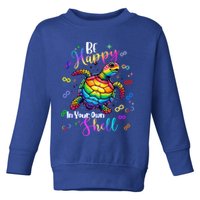 Rainbow Turtle Be Happy In Your Own Shell Autism Awareness Toddler Sweatshirt