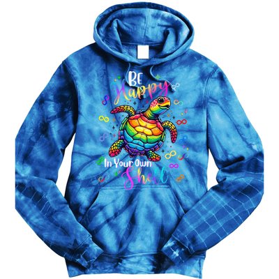 Rainbow Turtle Be Happy In Your Own Shell Autism Awareness Tie Dye Hoodie