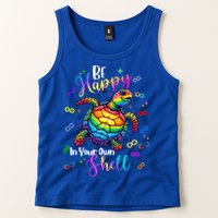 Rainbow Turtle Be Happy In Your Own Shell Autism Awareness Tank Top